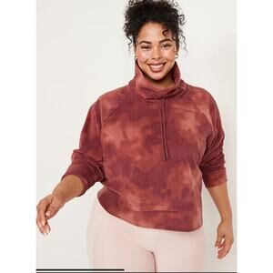 OLD NAVY Women's Size 2X Neck Cropped Microfleece Sweatshirt-TieDye NWT